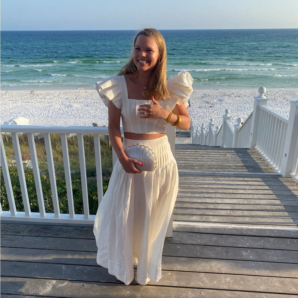 AJE Chloe Tuck Detail Skirt and Frill Top - AU 6